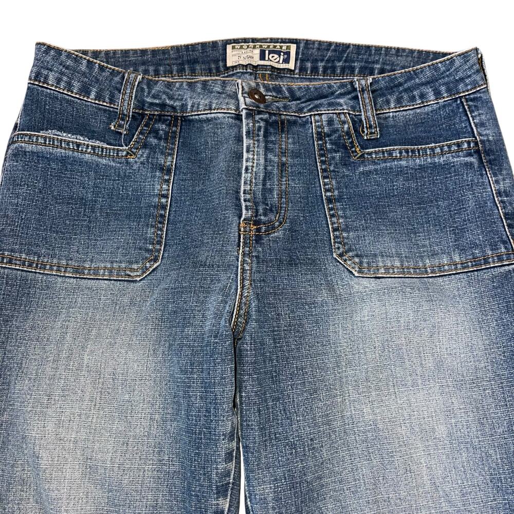 Vintage Y2K Cropped Jeans 9 Low Rise Cargo Retro LEI Denim Flap Pockets - Picture 4 of 11